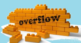overflow word on yellow brick wall